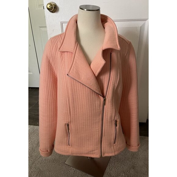 From Isaac Mizrahi Live!  Women's Jacket Sz XL Quilted Peach Mellon - Picture 1 of 6
